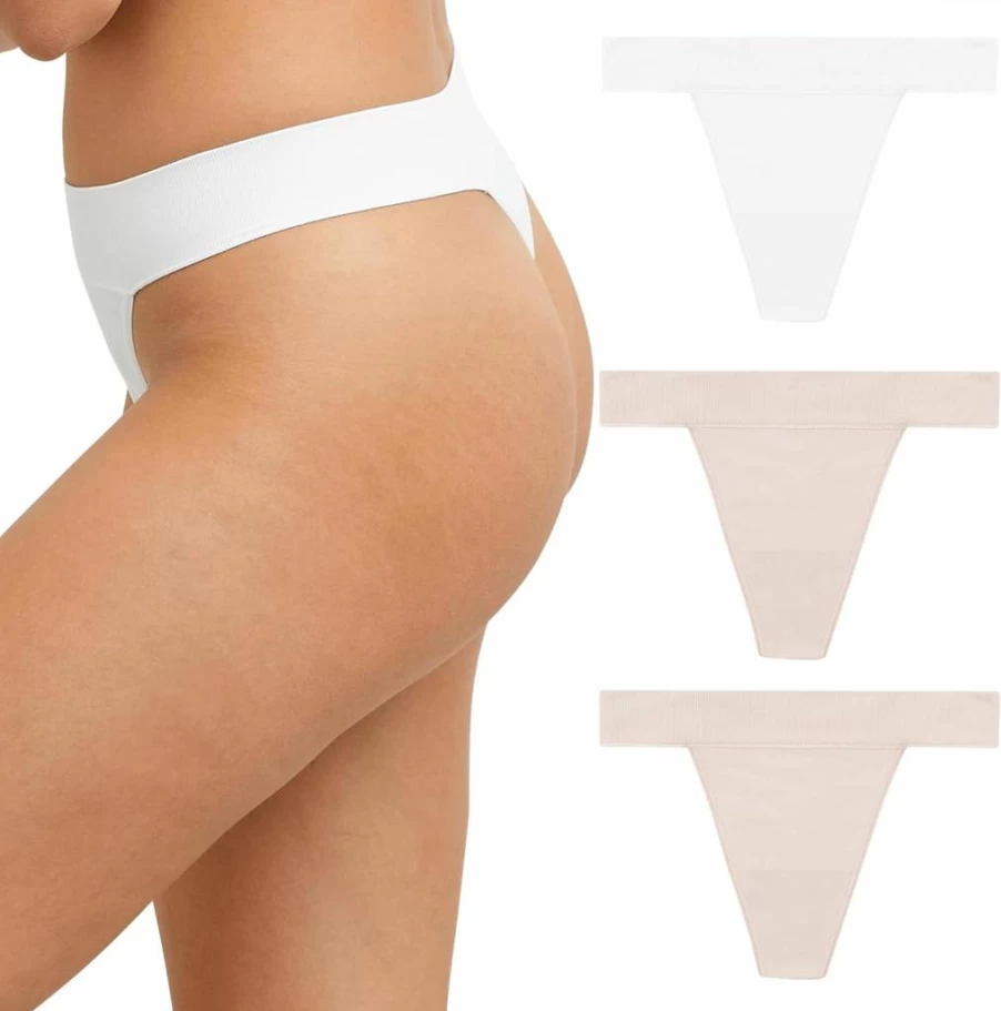 Maidenform Women's Seamless No-Show Thong Underwear 3-Pack - Soft Comfortable M Size Panties