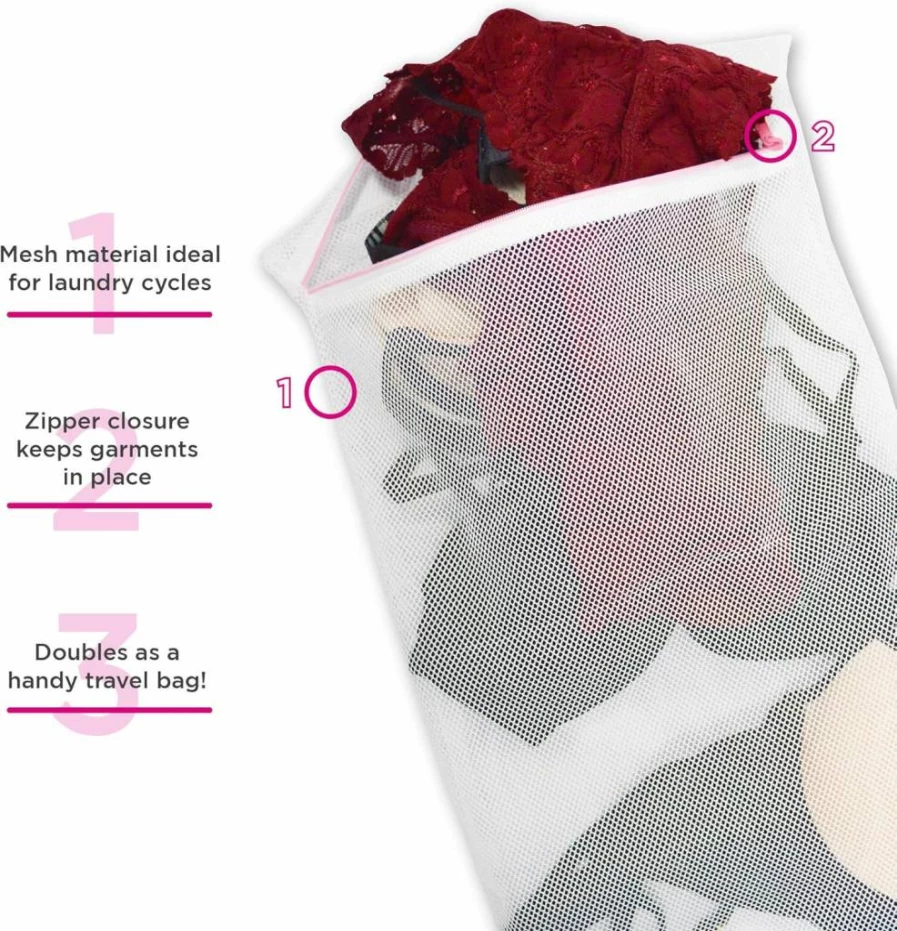 Maidenform Women's Delicate Mesh Lingerie Storage Bag for Travel and Organization