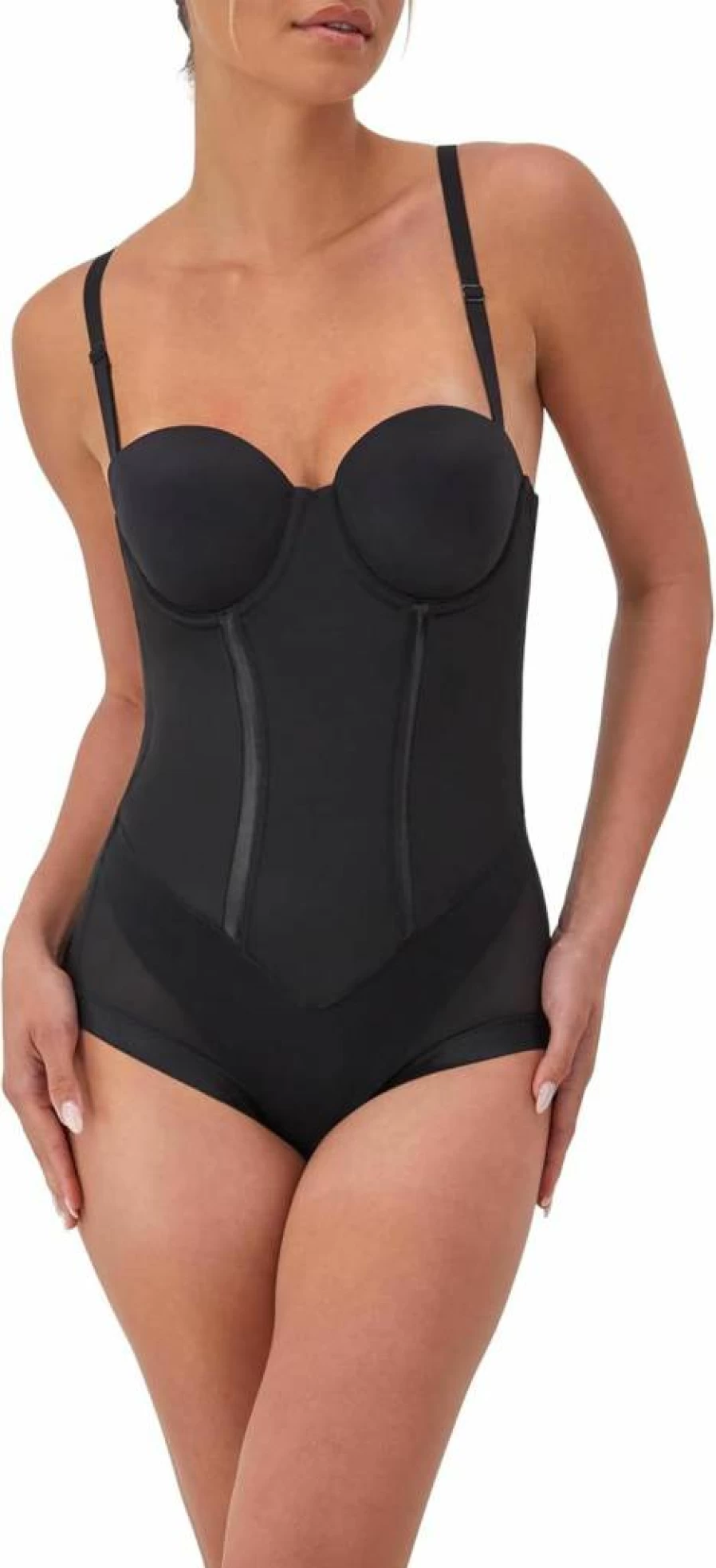 Maidenform Women's Ultra Firm Tummy Control Shapewear Bodysuit with Built-In Convertible Strapless Bra
