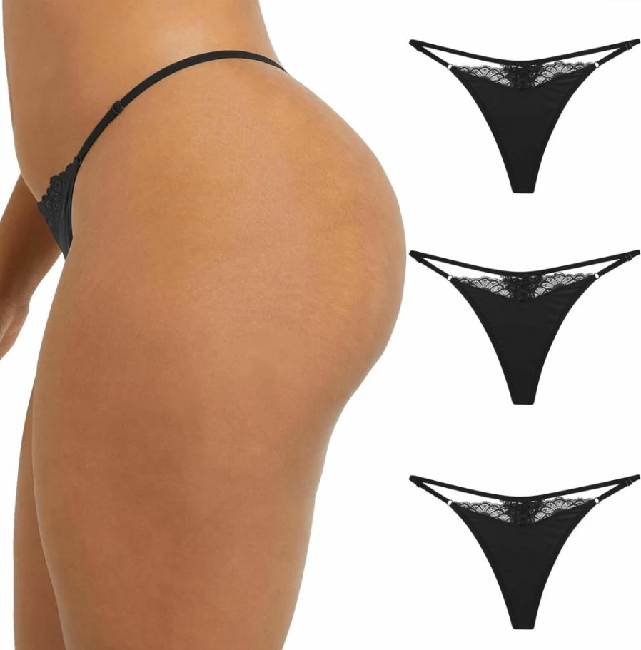 Maidenform Women's Adjustable No-Show Thong Underwear 3-Pack with Multi-Way Straps - Medium