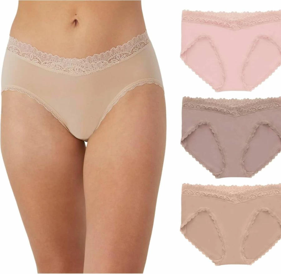 Maidenform Women's Comfort Stretch Microfiber Bikini Panties 3-Pack - Mid Rise Soft Underwear Set
