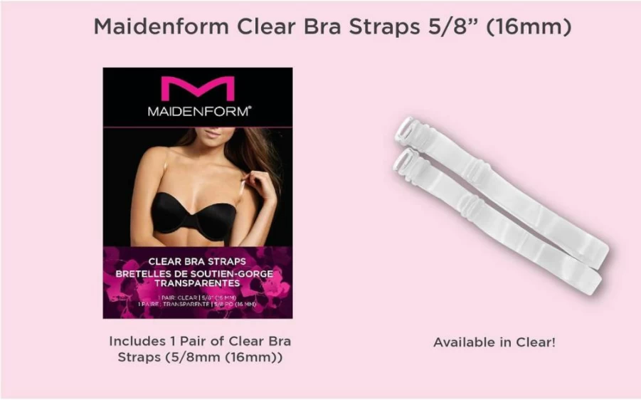 Maidenform Clear Adjustable Bra Straps for Women - 5/8 Inch Wide, One Size Universal Fit