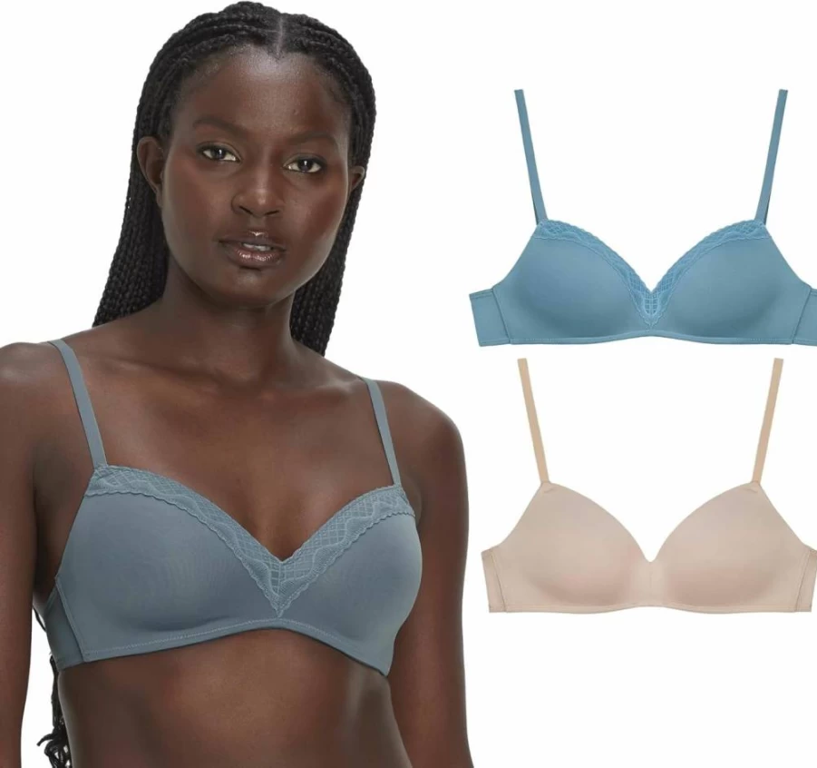 Maidenform Women's Modern Demi Wireless Convertible T-Shirt Bra 2-Pack Comfort & Versatility
