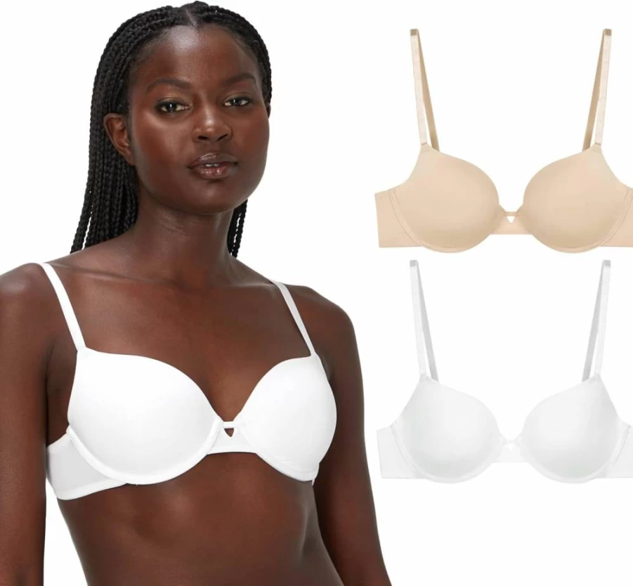 Maidenform Women's 2-Pack Demi T-Shirt Convertible Underwire Bras Comfortable & Versatile