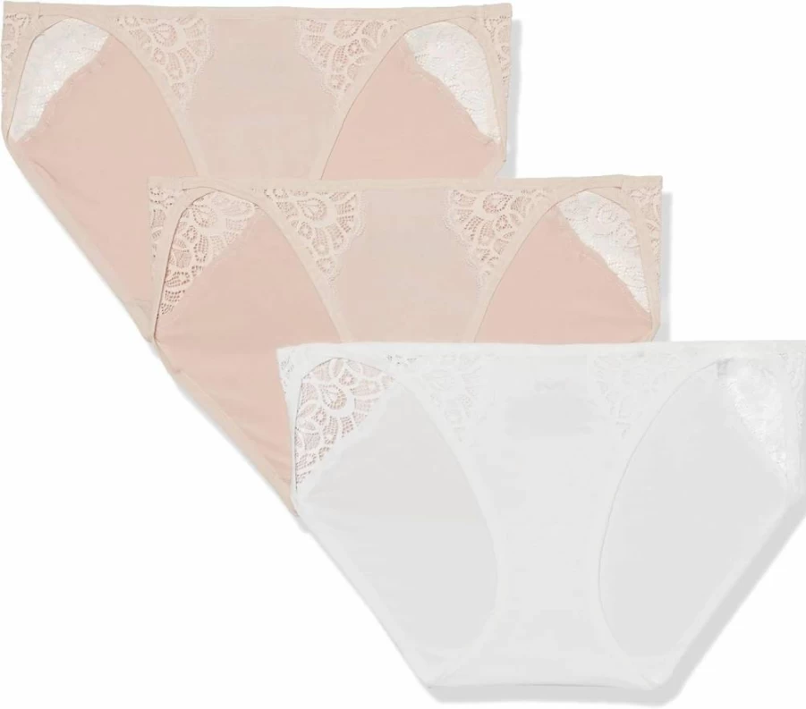 Maidenform Women's Lace Accent M String Bikini Panties 3-Pack - Comfortable Bikini Underwear for Women
