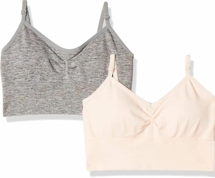 Maidenform Seamless Ruched Sports Bra for Girls - Comfortable Stretchy Crop Top for Active Teens