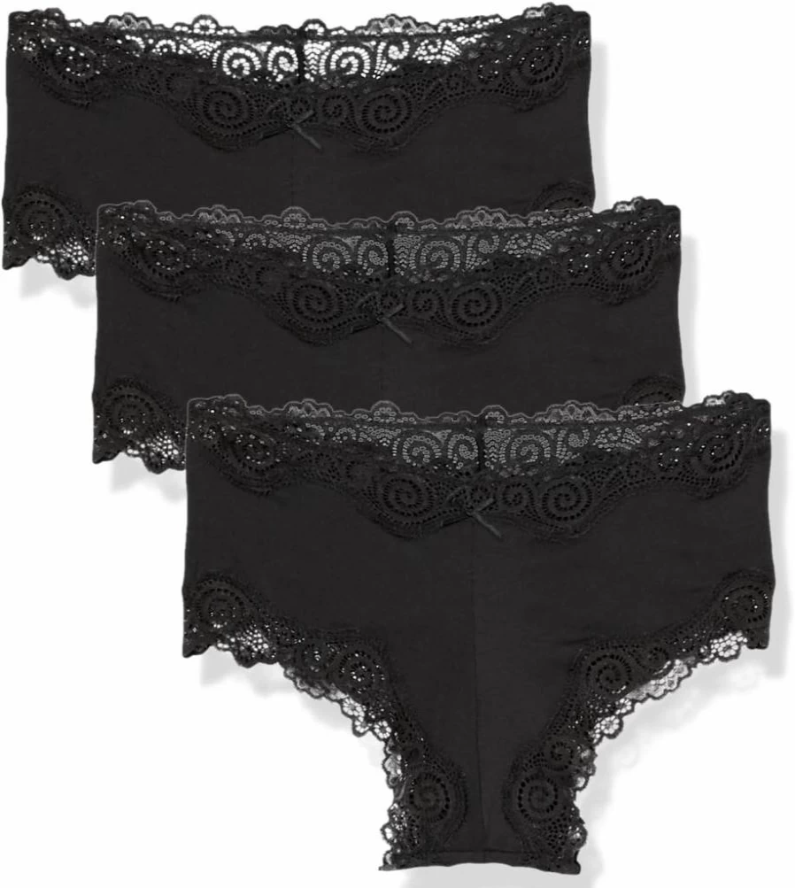 Maidenform Women's 3-Pack Low-Rise Cheeky Hipster Panties with Scalloped Lace Trim