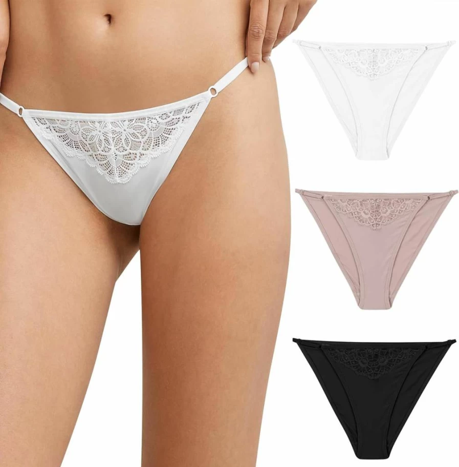 Maidenform Women's Adjustable No-Show Bikini Underwear with Multi-Way Straps - 3-Pack