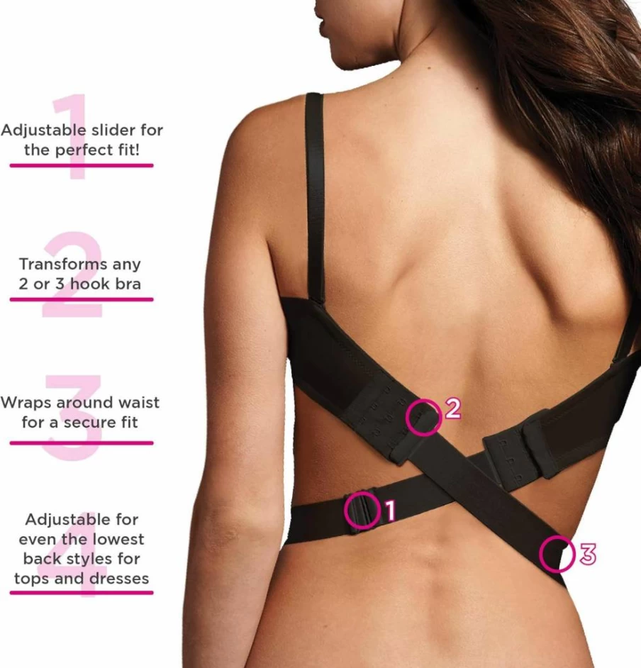 Maidenform Women's Convertible Low Back Bra Strap Adapter for Comfort & Support