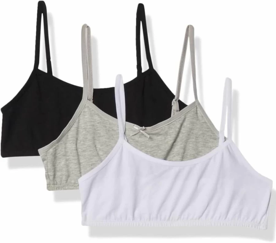 Maidenform Girls' Cotton Crop Bra 3-Pack - Soft Comfort Training Bras for Teens