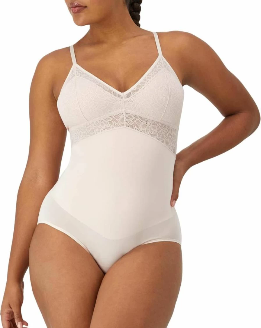 Maidenform Women's Tummy Control Lace Bodysuit with Built-In Wireless Bra, Convertible Strapless Shapewear for Wedding & Everyday Wear