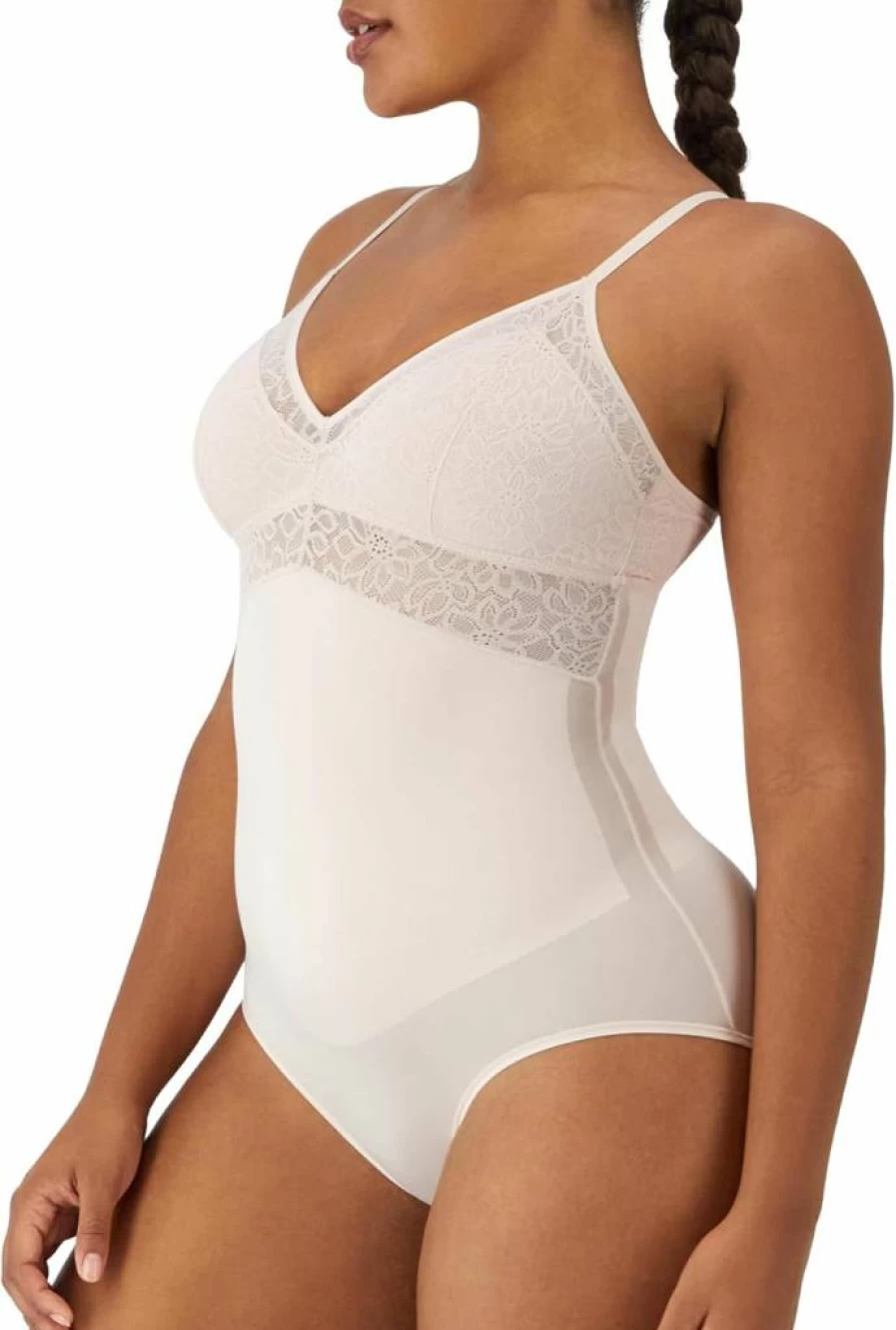 Maidenform Women's Tummy Control Lace Bodysuit with Built-In Wireless Bra, Convertible Strapless Shapewear for Wedding & Everyday Wear
