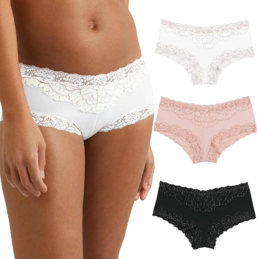 Maidenform Women's Sexy Lace Cheeky Hipster Panties 3-Pack - Comfortable Everyday Underwear