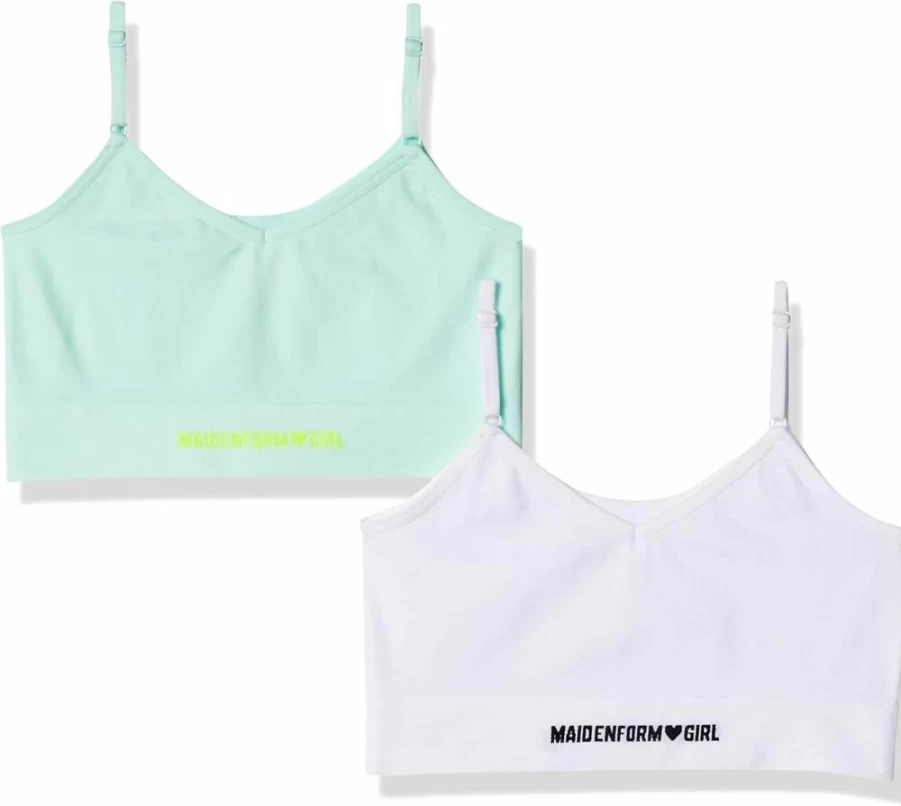 Maidenform Girls' Comfort Wireless Bralette 2-Pack - Soft Stretchy Bras for Teens
