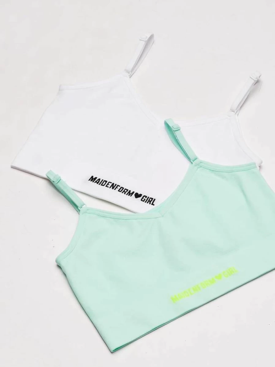 Maidenform Girls' Comfort Wireless Bralette 2-Pack - Soft Stretchy Bras for Teens