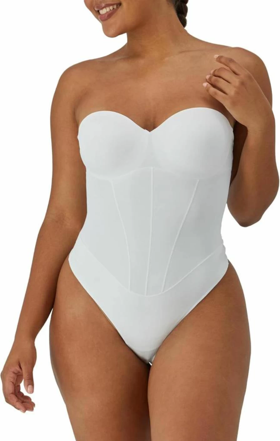 Maidenform Women's Firm Control Tummy Shaping Thong Bodysuit - Multiway Shapewear for All-Day Comfort