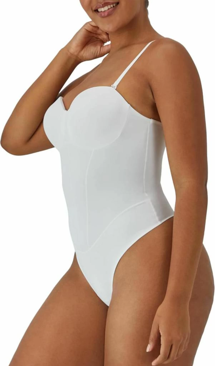 Maidenform Women's Firm Control Tummy Shaping Thong Bodysuit - Multiway Shapewear for All-Day Comfort